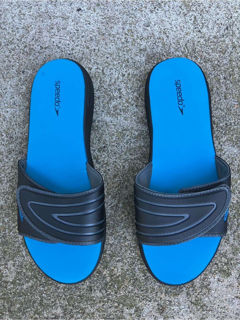 Speedo Men's Blue and Gray Slide Pool Sandals